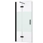 Maxaro Diamond Douchedeur | 80 cm Mat zwart Helder met matte strook Draaideur