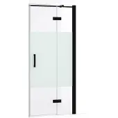 Maxaro Diamond Douchedeur | 80 cm Mat zwart Helder met matte strook Draaideur