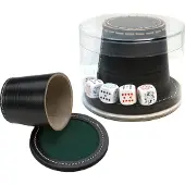 HOT Games Pokerbeker Leder 9cm.+ Deksel+ Pokerstenen