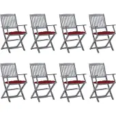 vidaXL Tuinstoelen 8 st inklapbaar met kussens massief acaciahout