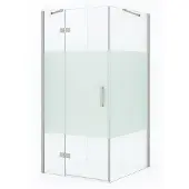 Maxaro Diamond Douchecabine | 100x100 cm Rvs Helder met matte strook Draaideur Vierkant