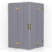 Maxaro Diamond Douchecabine | 120x120 cm Goud Rookglas Draaideur Vierkant