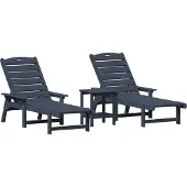 vidaXL Ligstoel 3 st Polyetheen Marineblauw