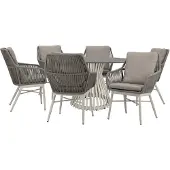 AVH-Collectie Tivoli Pasadena dining tuinset 140 cm rond 7 delig latte keramiek