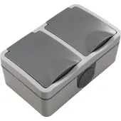 McPower Fix Dubbel stopcontact - Buitenstopcontact Horizontaal - Opbouw wandcontactdoos - IP54 - Grijs