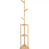 QUVIO Kapstok staand met legplanken - 32,5 x 32,5 x 179 cm