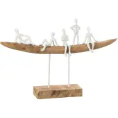 J-Line mensen op bank hout metaal naturel small 47x8x30.5cm