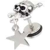 Charme Bijoux Helix-RVS Schedel oorbel- Ster -