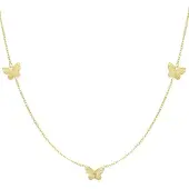Yehwang Ketting vlindertjes - goudkleur - Stainless steel