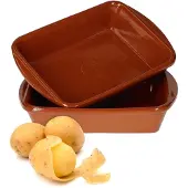 MamboCat Set van 2 rechthoekige kleikommen 20x14,5cm - 99523