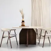 Giga Meubel Eettafel Danae Donkerbruin Marmer Rond Ø130cm