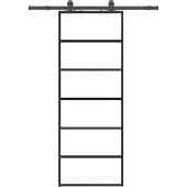 vidaXL Schuifdeur met beslagset 76x205 cm ESG glas zwart