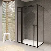 Riho Lucid GD203 douchecabine 100x90cm met 30cm zijwand zwart mat