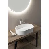 Sapho Thin ovale waskom solid surface 55x35cm wit mat