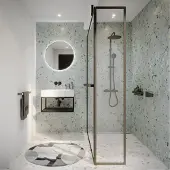 Riho Lucid GD402S inloopdouche met draaibare zijwand 140cm zwart mat