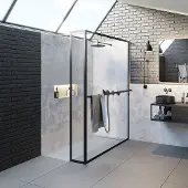 Riho Lucid GD402 douchewand met zijwand 160x200cm matzwart