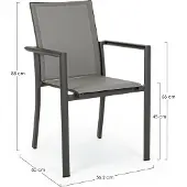 Bizzotto Konnor Stoel Aluminium Antraciet 2 stuks