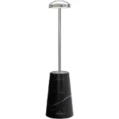 Villeroy & Boch tafellamp Siena | Zilver met marmeren zwarte voet | Oplaadbaar | Spatwaterdicht