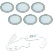 Hera FR-68 LED set van 6 inbouw spots met trafo 24V RVS-look