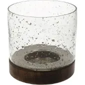 HBX natural living Kaarshouder Bubbelglas H16D17 Zwart Transparant transparant Glas HBX natural