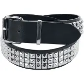 Black premium by emp Riem - Black Three-Row Studded Belt - zwart - Maat 105 cm