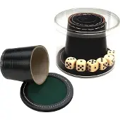 HOT Games Dobbelbeker pro zwart kunstleer 10 x 8 cm