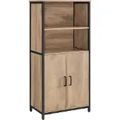 Vasagle Keukenkast met 2 open vakken en een kastje, Eiken bruin + zwart