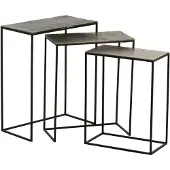 J-Line set van 3 bijzettafels rechthoekig aluminium /mix 53x29x66cm