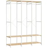 Songmics Open kledingkast met kledingroede en haken, Natuurlijk beige / 40 x 141 x 180 cm