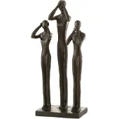 J-Line figuren horen/zien/zwijgen poly donker 18.5x41x12cm