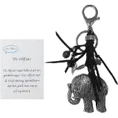 Een Wens Tas/sleutelhanger De Olifant Zwart