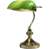 QAZQA Klassieke tafellamp/notarislamp messing met groen glas - Banker