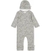Feetje geschenkset boxpak + muts met all over print grijs Jongens/Meisjes Stretchkatoen Ronde hals - maat 62