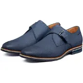 Van lier nubuck gespschoenen blauw male | Maat: 44