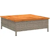 vidaXL Tuintafel 70x70x25 cm poly rattan en acaciahout grijs