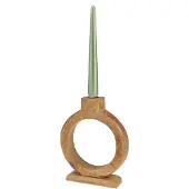 Home & Styling Kaarshouder - mangohout - 16 x 21 cm - kandelaar - bruin