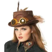 Coppens Hoge hoed Steampunk met bril | Maat One Size |