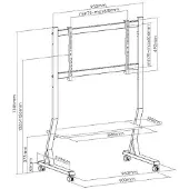 Art SD-22 Mobiele standaard + LCD/LED TV-beugel, verstelbaar van 45 tot 90 graden, draagvermogen 60 kg