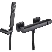Laveo Tores - Douchekraan - Zwart - Inclusief Doucheset - Wandmontage