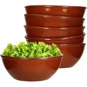 MamboCat Set van 6 kleikommen 15cm bruin geglazuurd 650ml - 99538