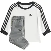 Adidas Originals Joggingpak 'Denim Long Sleeve Tee Set' grey denim / zwart / wit