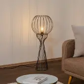 Helam Vloerlamp Mercure, zwart, Woon-/ Eetkamer, metaal, vloerlamp