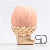 Season Inspired Decoration Vaas eikel op voet 13cm beigerood
