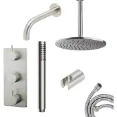 Mueller Round inbouw regendouche met 20cm hoofddouche en plafondarm RVS