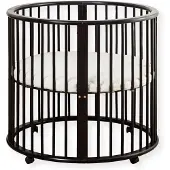 Buxibo – Baby Box – Ronde Houten Speelbox – Playpen in Hoogte Vertelbaar – Inclusief Matras – 91x91x85 cm – Zwart