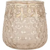 Clayre & Eef Waxinelichthouder Ø 10x10 cm Roze Glas
