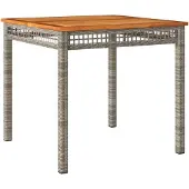 vidaXL Tuintafel 80x80x75 cm poly rattan en acaciahout grijs
