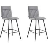 Notio Living Zeta-Barkruk - Set van 2 - Grijs PU