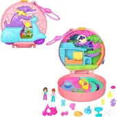 Polly Pocket Poppen en Speelset, Avontuur Moped Compact, Reis Speelgoed met 2 Micro Poppen en Huisdier