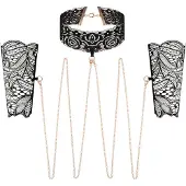 Rosy Gold - halsband en polsboeien set - zwart